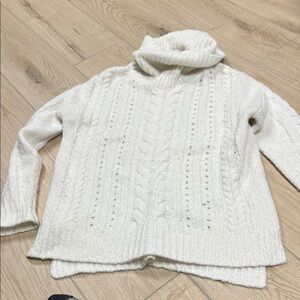 Smartwool Cream Cable Knit Turtleneck Sweater